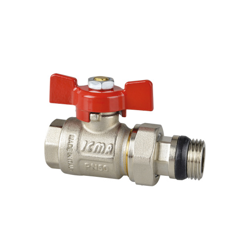 Шаровой кран ICMA 348, 3/4″, прямой, с американкой, «Антипротечка»